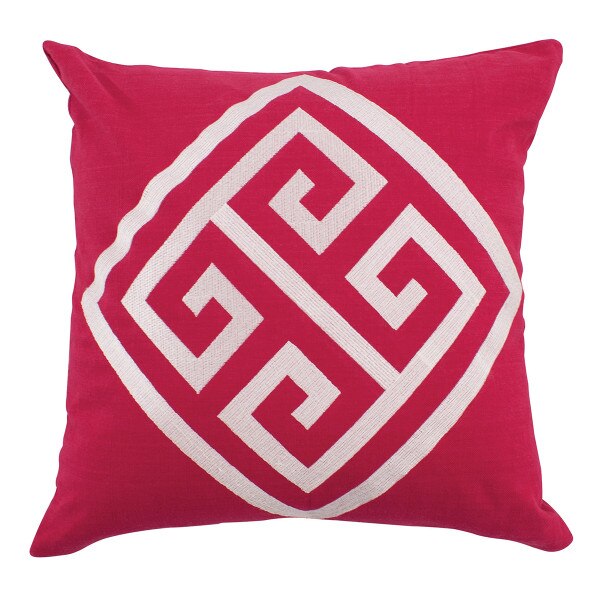 Embroidered Greek Key 16" Pillow Cover SplitP